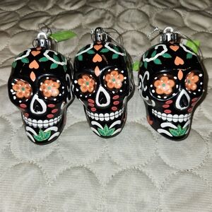 NWT* North Pole Trading Company Day of the Dead Sugar Skull Plastic Ornament Set